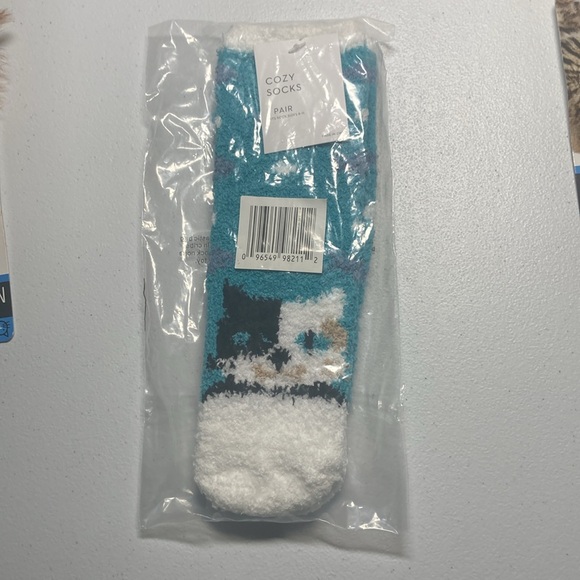 Cozy animal CAT sock crew length with feather mice Cat Toys - Picture 7 of 16